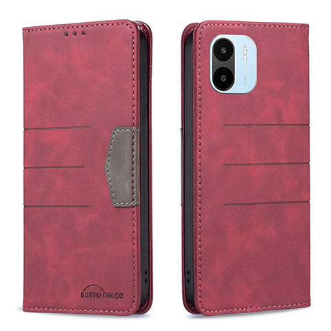 Custodia Portafoglio In Pelle Cover con Supporto B01F per Xiaomi Poco C50 Rosso