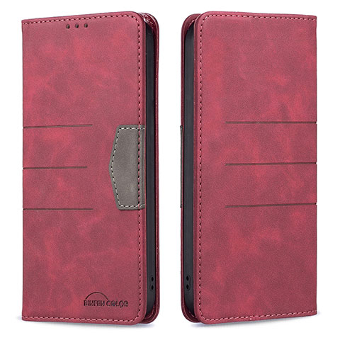 Custodia Portafoglio In Pelle Cover con Supporto B01F per Xiaomi Poco F3 5G Rosso