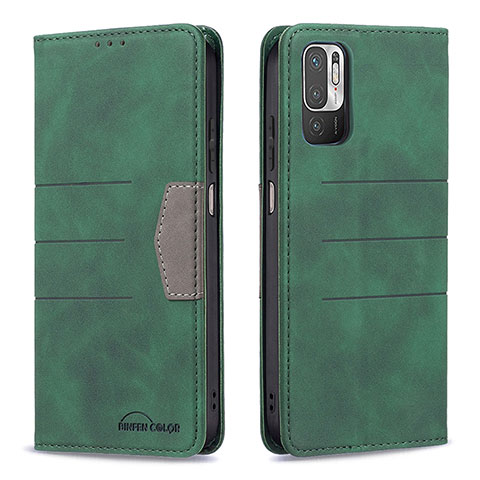 Custodia Portafoglio In Pelle Cover con Supporto B01F per Xiaomi POCO M3 Pro 5G Verde