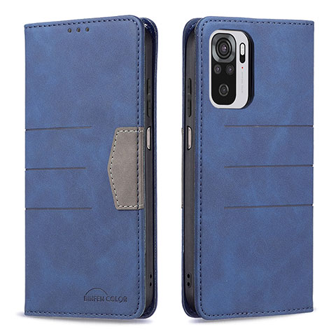 Custodia Portafoglio In Pelle Cover con Supporto B01F per Xiaomi Poco M5S Blu