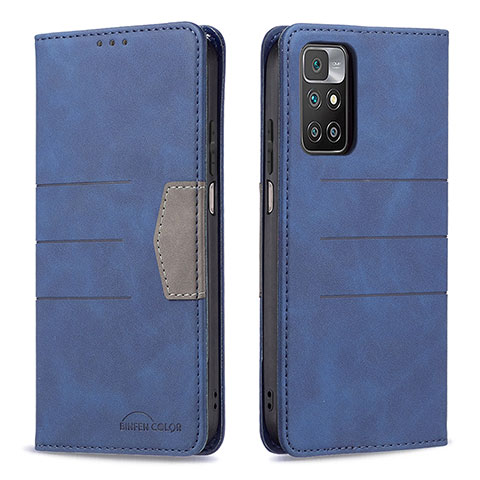 Custodia Portafoglio In Pelle Cover con Supporto B01F per Xiaomi Redmi 10 (2022) Blu