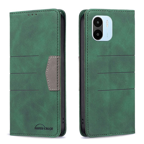 Custodia Portafoglio In Pelle Cover con Supporto B01F per Xiaomi Redmi A2 Plus Verde