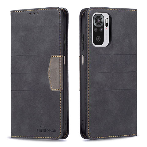 Custodia Portafoglio In Pelle Cover con Supporto B01F per Xiaomi Redmi Note 10 4G Nero