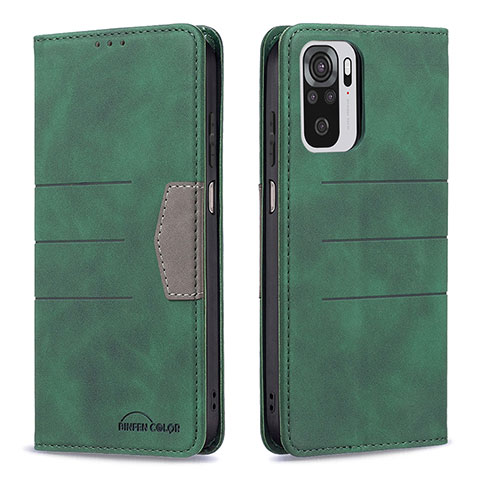 Custodia Portafoglio In Pelle Cover con Supporto B01F per Xiaomi Redmi Note 10 4G Verde