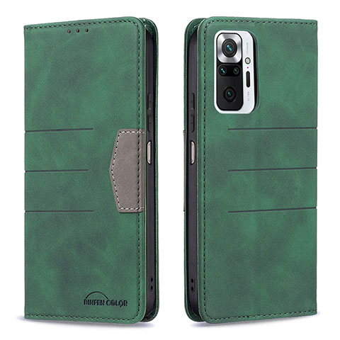 Custodia Portafoglio In Pelle Cover con Supporto B01F per Xiaomi Redmi Note 10 Pro Max Verde