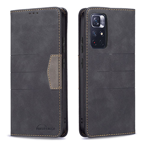 Custodia Portafoglio In Pelle Cover con Supporto B01F per Xiaomi Redmi Note 11T 5G Nero