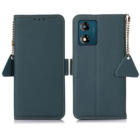 Custodia Portafoglio In Pelle Cover con Supporto B01H per Motorola Moto E13 Verde