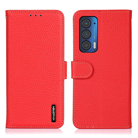 Custodia Portafoglio In Pelle Cover con Supporto B01H per Motorola Moto Edge (2021) 5G Rosso