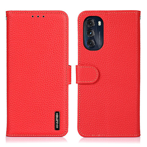 Custodia Portafoglio In Pelle Cover con Supporto B01H per Motorola Moto G 5G (2022) Rosso