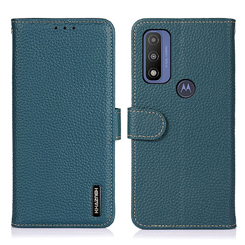 Custodia Portafoglio In Pelle Cover con Supporto B01H per Motorola Moto G Pure Verde