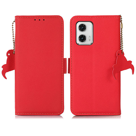 Custodia Portafoglio In Pelle Cover con Supporto B01H per Motorola Moto G73 5G Rosso