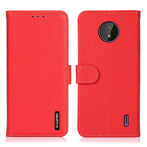 Custodia Portafoglio In Pelle Cover con Supporto B01H per Nokia C10 Rosso