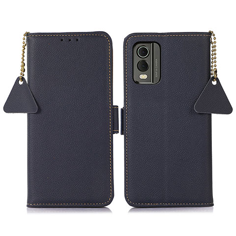 Custodia Portafoglio In Pelle Cover con Supporto B01H per Nokia C32 Blu