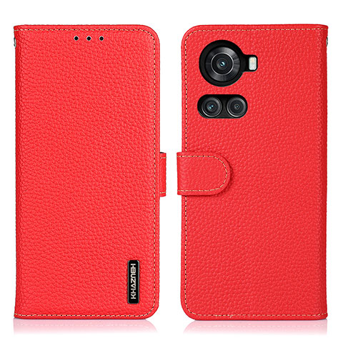 Custodia Portafoglio In Pelle Cover con Supporto B01H per OnePlus 10R 5G Rosso