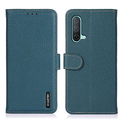 Custodia Portafoglio In Pelle Cover con Supporto B01H per OnePlus Nord CE 5G Verde