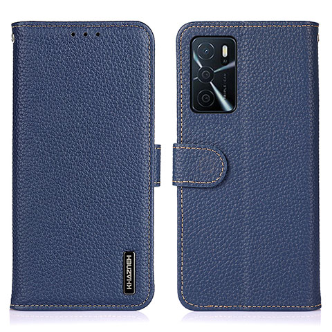 Custodia Portafoglio In Pelle Cover con Supporto B01H per Oppo A16 Blu