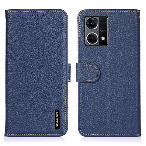 Custodia Portafoglio In Pelle Cover con Supporto B01H per Oppo F21s Pro 4G Blu