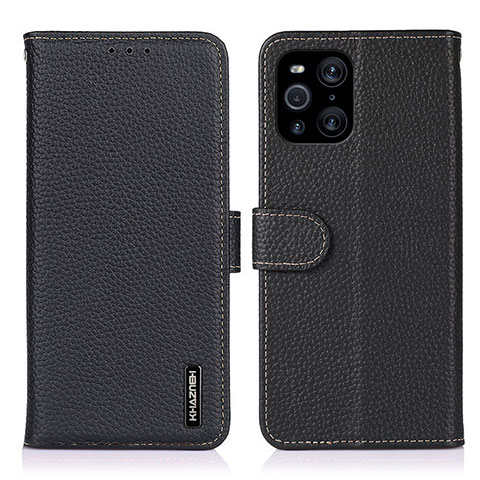 Custodia Portafoglio In Pelle Cover con Supporto B01H per Oppo Find X3 Pro 5G Nero