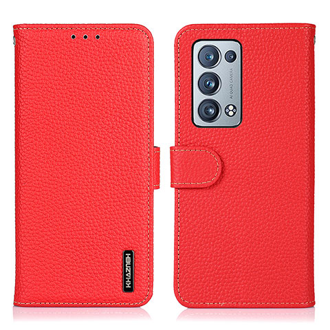 Custodia Portafoglio In Pelle Cover con Supporto B01H per Oppo Reno6 Pro+ Plus 5G Rosso