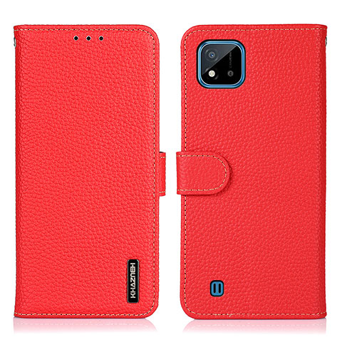 Custodia Portafoglio In Pelle Cover con Supporto B01H per Realme C20A Rosso