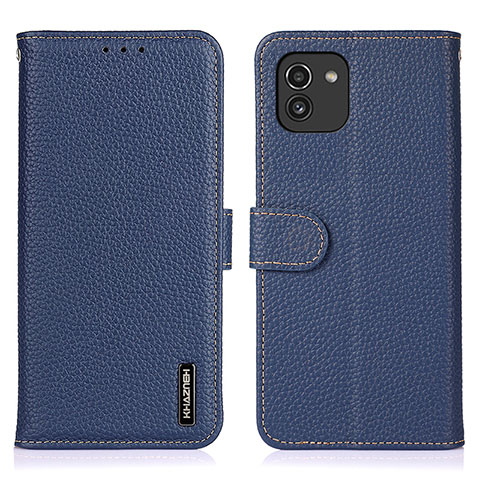 Custodia Portafoglio In Pelle Cover con Supporto B01H per Samsung Galaxy A03 Blu