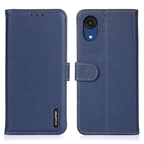 Custodia Portafoglio In Pelle Cover con Supporto B01H per Samsung Galaxy A03 Core Blu