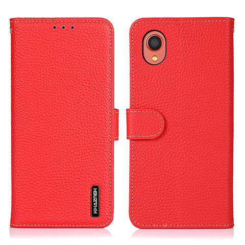 Custodia Portafoglio In Pelle Cover con Supporto B01H per Samsung Galaxy A22 5G SC-56B Rosso