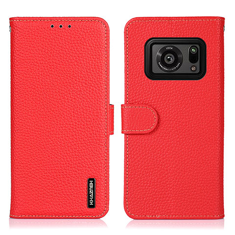 Custodia Portafoglio In Pelle Cover con Supporto B01H per Sharp Aquos R6 Rosso