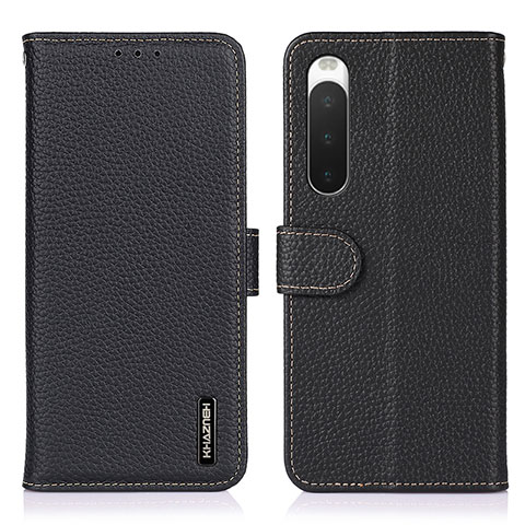 Custodia Portafoglio In Pelle Cover con Supporto B01H per Sony Xperia 10 V Nero