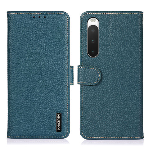 Custodia Portafoglio In Pelle Cover con Supporto B01H per Sony Xperia 10 V Verde