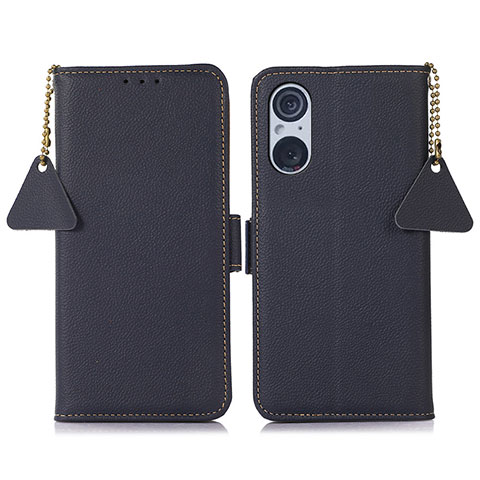 Custodia Portafoglio In Pelle Cover con Supporto B01H per Sony Xperia 5 V Blu