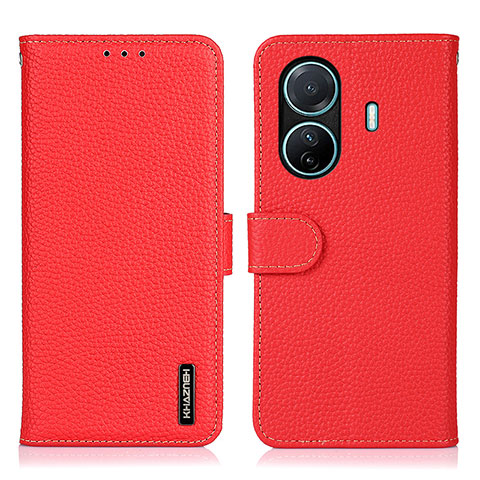 Custodia Portafoglio In Pelle Cover con Supporto B01H per Vivo T1 Pro 5G Rosso