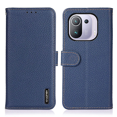 Custodia Portafoglio In Pelle Cover con Supporto B01H per Xiaomi Mi 11 Pro 5G Blu