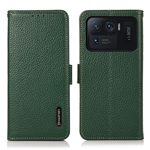 Custodia Portafoglio In Pelle Cover con Supporto B01H per Xiaomi Mi 11 Ultra 5G Verde