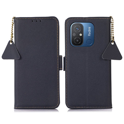 Custodia Portafoglio In Pelle Cover con Supporto B01H per Xiaomi Poco C55 Blu