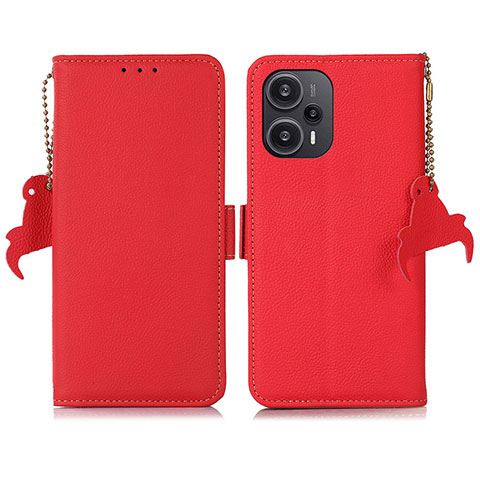 Custodia Portafoglio In Pelle Cover con Supporto B01H per Xiaomi Poco F5 5G Rosso