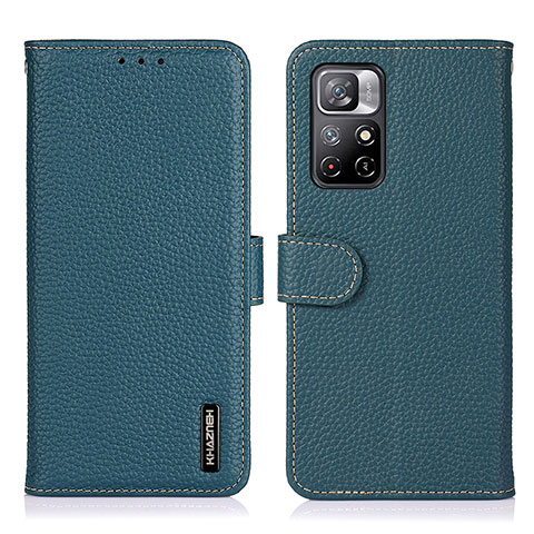 Custodia Portafoglio In Pelle Cover con Supporto B01H per Xiaomi Poco M4 Pro 5G Verde