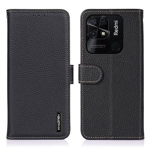 Custodia Portafoglio In Pelle Cover con Supporto B01H per Xiaomi Redmi 10 India Nero