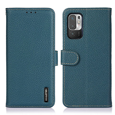 Custodia Portafoglio In Pelle Cover con Supporto B01H per Xiaomi Redmi Note 10 5G Verde