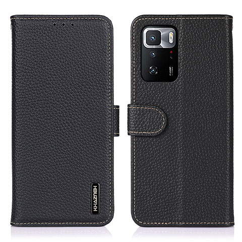 Custodia Portafoglio In Pelle Cover con Supporto B01H per Xiaomi Redmi Note 10 Pro 5G Nero