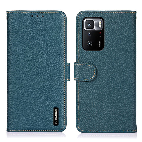 Custodia Portafoglio In Pelle Cover con Supporto B01H per Xiaomi Redmi Note 10 Pro 5G Verde