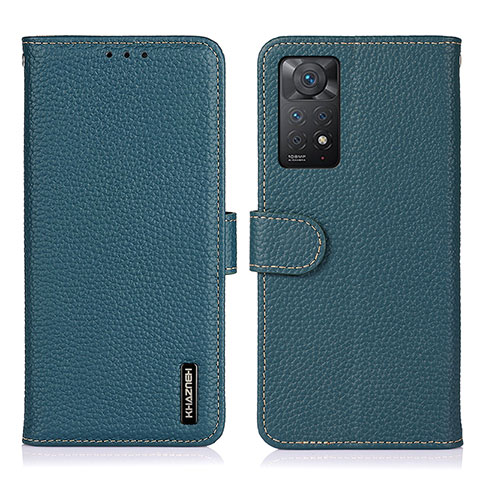 Custodia Portafoglio In Pelle Cover con Supporto B01H per Xiaomi Redmi Note 11 Pro 4G Verde