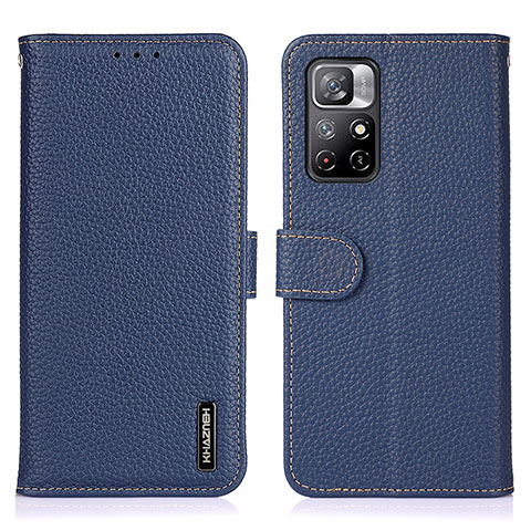 Custodia Portafoglio In Pelle Cover con Supporto B01H per Xiaomi Redmi Note 11T 5G Blu