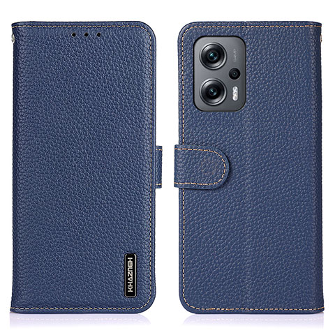 Custodia Portafoglio In Pelle Cover con Supporto B01H per Xiaomi Redmi Note 11T Pro+ Plus 5G Blu