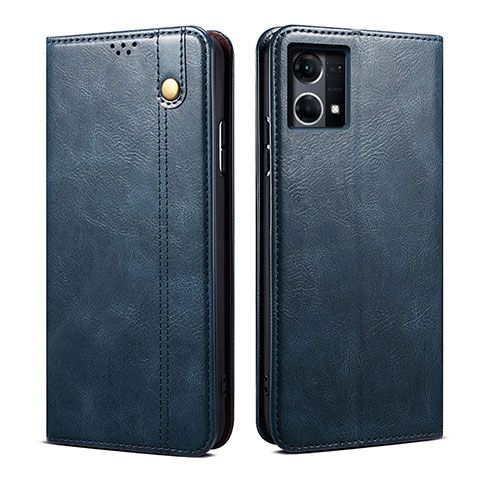 Custodia Portafoglio In Pelle Cover con Supporto B01S per Oppo Reno7 4G Blu