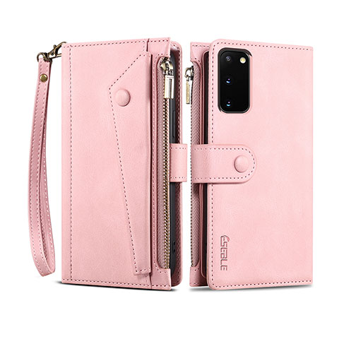 Custodia Portafoglio In Pelle Cover con Supporto B01S per Samsung Galaxy S20 5G Oro Rosa