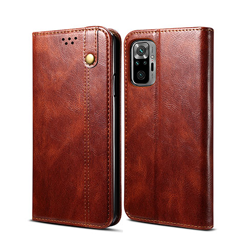 Custodia Portafoglio In Pelle Cover con Supporto B01S per Xiaomi Redmi Note 10 Pro 4G Marrone