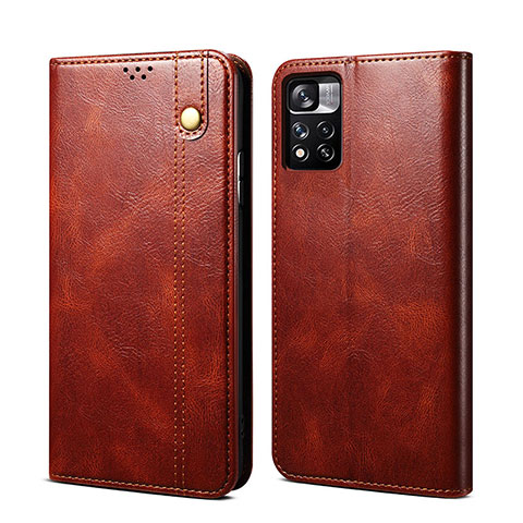 Custodia Portafoglio In Pelle Cover con Supporto B01S per Xiaomi Redmi Note 11 5G Marrone