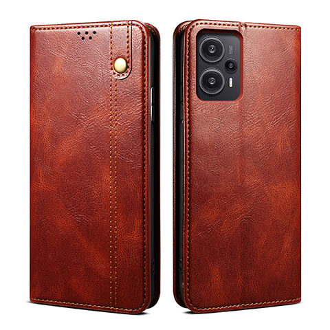 Custodia Portafoglio In Pelle Cover con Supporto B01S per Xiaomi Redmi Note 12 Turbo 5G Marrone