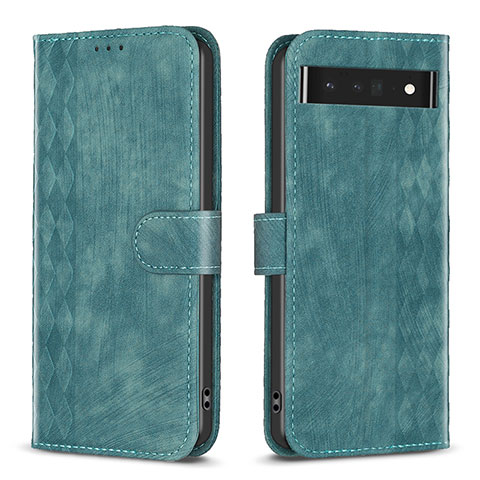 Custodia Portafoglio In Pelle Cover con Supporto B02F per Google Pixel 7 Pro 5G Verde